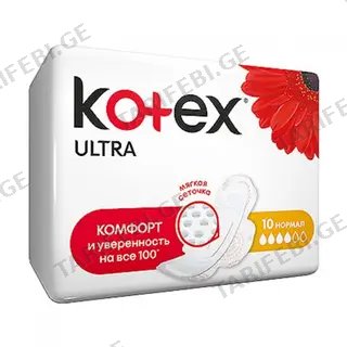 კოტექსი - ულტრა ნორმალი /4წვ/ #10 2621 Kotex - Ultra Normal /4lb/ 2621 #10