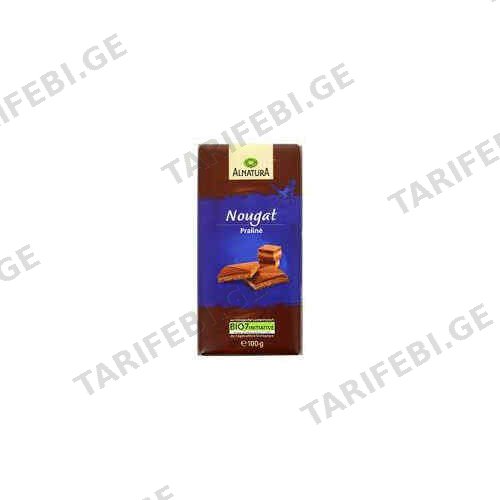 შოკოლადის ფილა ნუგა ორგანული /Alnatura/100გრ