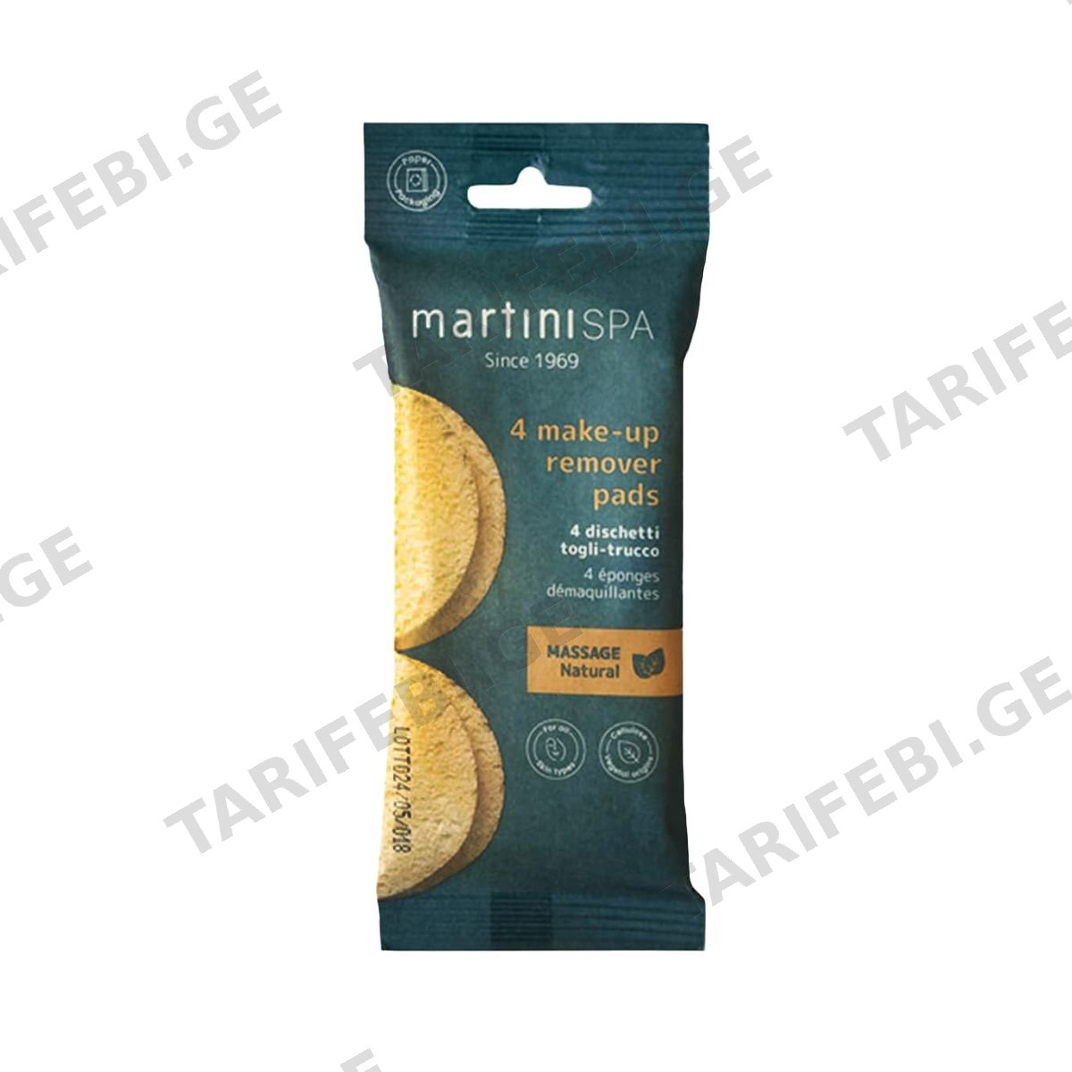 დემაკიაჟის ღრუბელი 4 ც CELLULOSE 1714 მარტინი სპა - Martini Spa