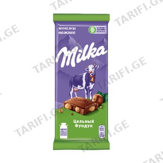 შოკოლადის ფილა /მილკა/ თხილით 90გრ
