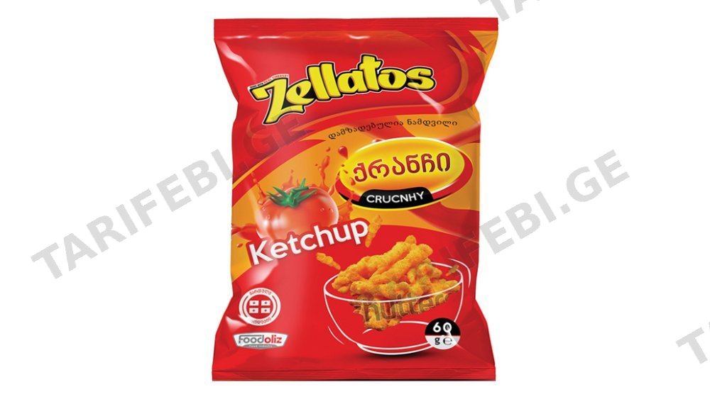 Zellatos ჩიფსი ქრანჩი კეტჩუპით 60გრ