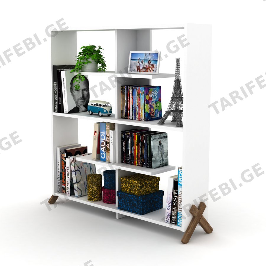 წიგნის თარო Kipp Bookcase (Walnut-White) RF170201 (113*28*115)