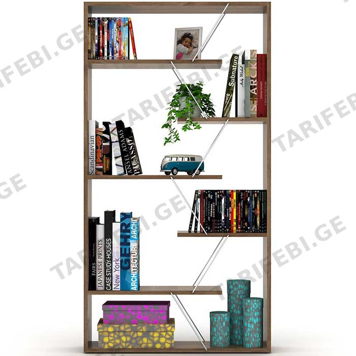 წიგნის თარო COMFORT ROOM TARS BOOKCASE (WALNUT-CHROMIUM) RF160302 (84*15*24 CM)