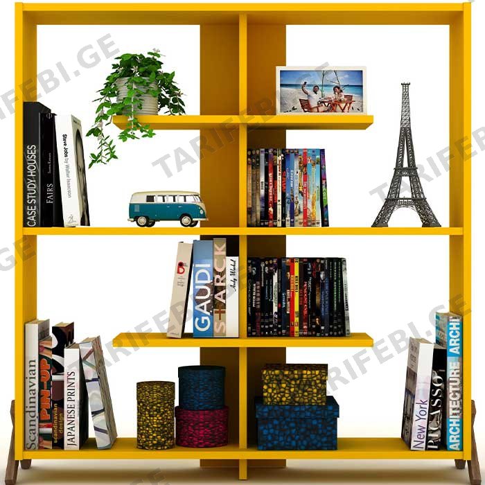 წიგნის თარო COMFORT ROOM KIPP BOOKCASE (WALNUT-YELLOW) RF170202 (113*28*115 სმ)