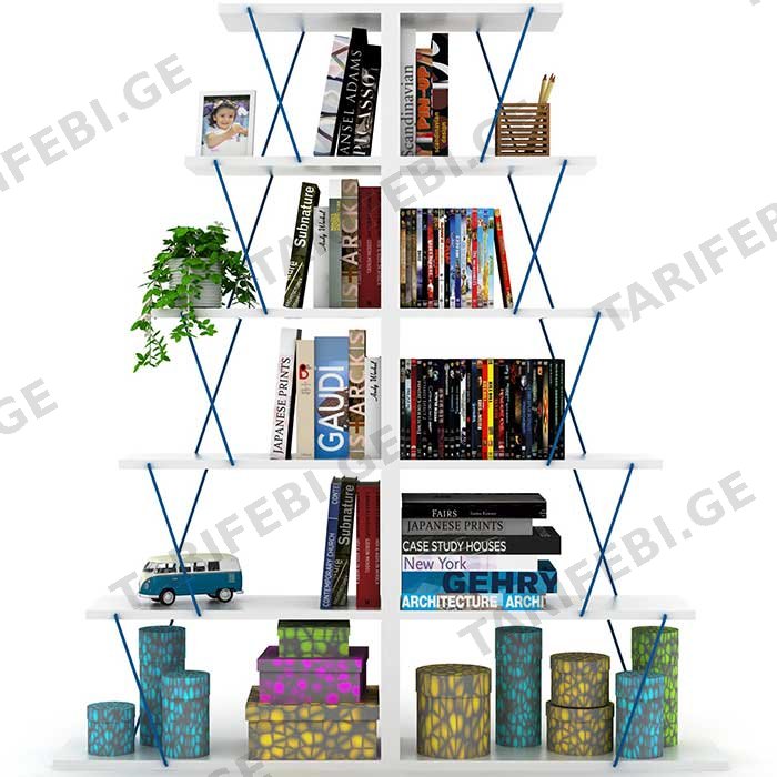 წიგნის თარო COMFORT ROOM TARS BOOKCASE MINI (WHITE-BLUE) RF160405 (65*146*22 CM)