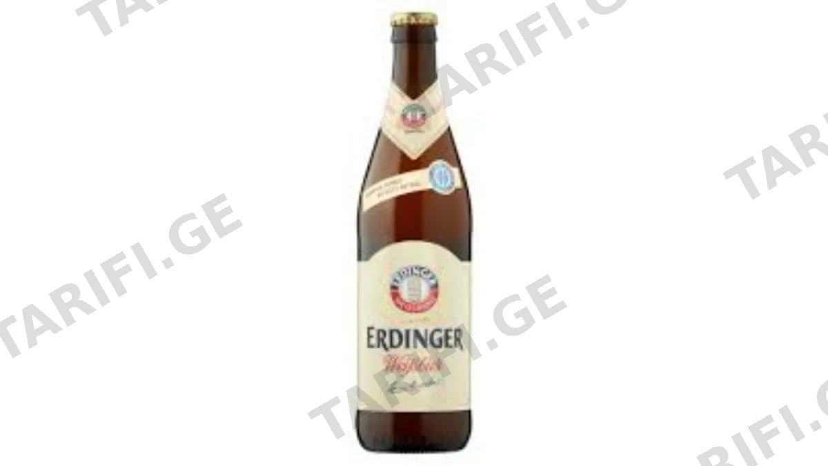 ერდინგერი, ღია ფერის ლუდი, მინის ბოთლი, 0.5ლ, 5.3%, "ERDINGER", გერმანია