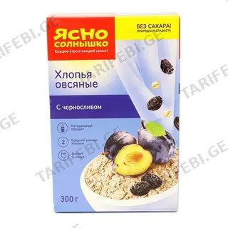 იასნო შვრიის ფანტელები ქლიავით 300 გრ 1ც