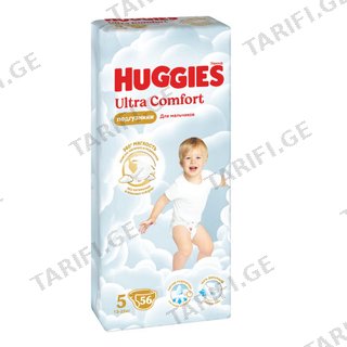 Huggies - საფენი ულტრა კომფორტი ბიჭის #5 (12-22 კგ) - 56 ც