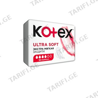Kotex - ჰიგიენური საფენი ულტრა სოფტ ნორმალი 4 წვ - 10 ც