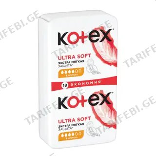 Kotex - ჰიგიენური საფენი სოფტ ნორმალი - 18 ც