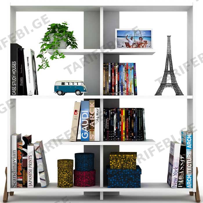 წიგნის თარო COMFORT ROOM KIPP BOOKCASE(WALNUT-WHITE) RF170201 (113*28*115 CM)
