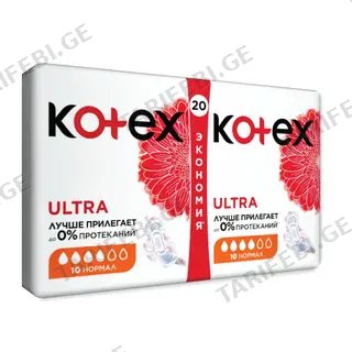 Kotex - ჰიგიენური საფენი ნორმალი 4 წვ - 20 ც