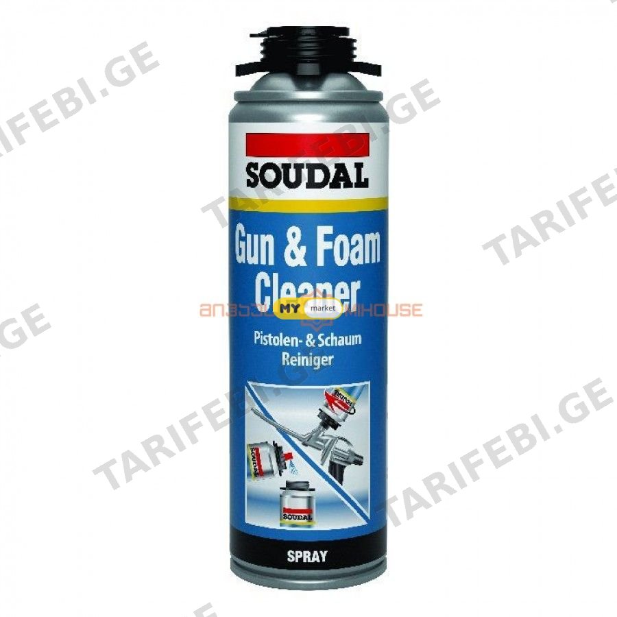პისტოლეტის გამწმენდი სითხე-SOUDAL GUN&FOAM CLEANER 500 ML