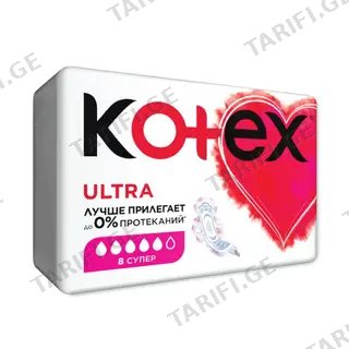 Kotex - ჰიგიენური საფენი ულტრა სუპერი 5 წვ - 8 ც
