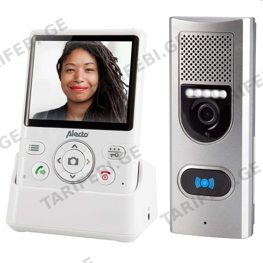 კარის ვიდეო ზარი Alecto ADI-250 Wireless Doorbell With 3.5" Color Display White/Silver