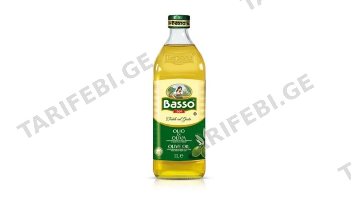 BASSO- რაფინირებული + ცივი დაწურვის ზეითუნის ზეთი 1000მლ