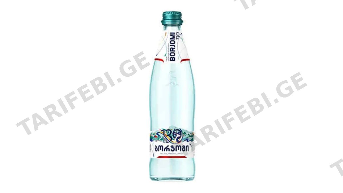 ბორჯომი, მინ. წყალი, მინის ბოთლი, 0.5ლ