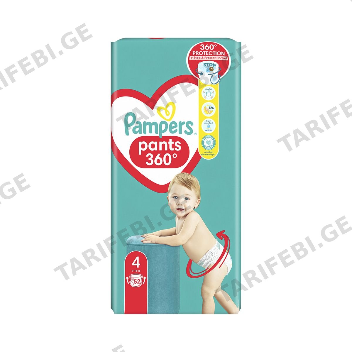 პამპერსი - Pampers ტრუსი 9-15 კგ 52 ცალი 9264