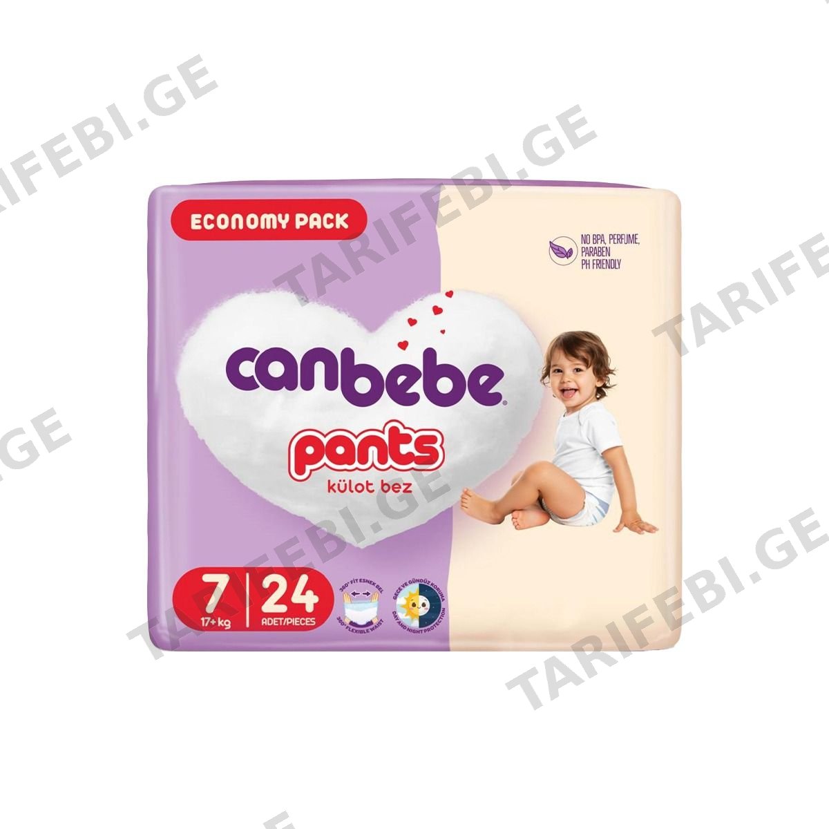 ბავშვის საფენი ტრუსი 17+კგ 24 ცალი 3003 ქანბებე - Canbebe