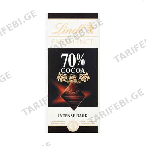 შოკოლადის ფილა შავი 70% /ლინდტი/ 100გრ