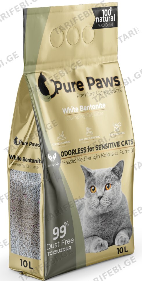 კატის ქვიშა უსუნო Pure Paws 10ლ