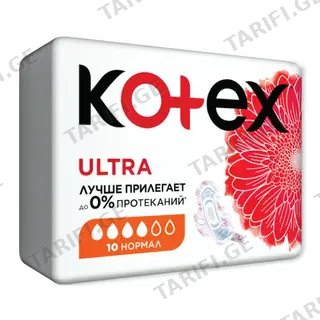 Kotex - ჰიგიენური საფენი ულტრა ნორმალი 4 წვ - 10 ც