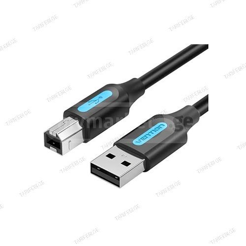 პრინტერის კაბელი - Vention USB 2.0 2მ Black PVC Type