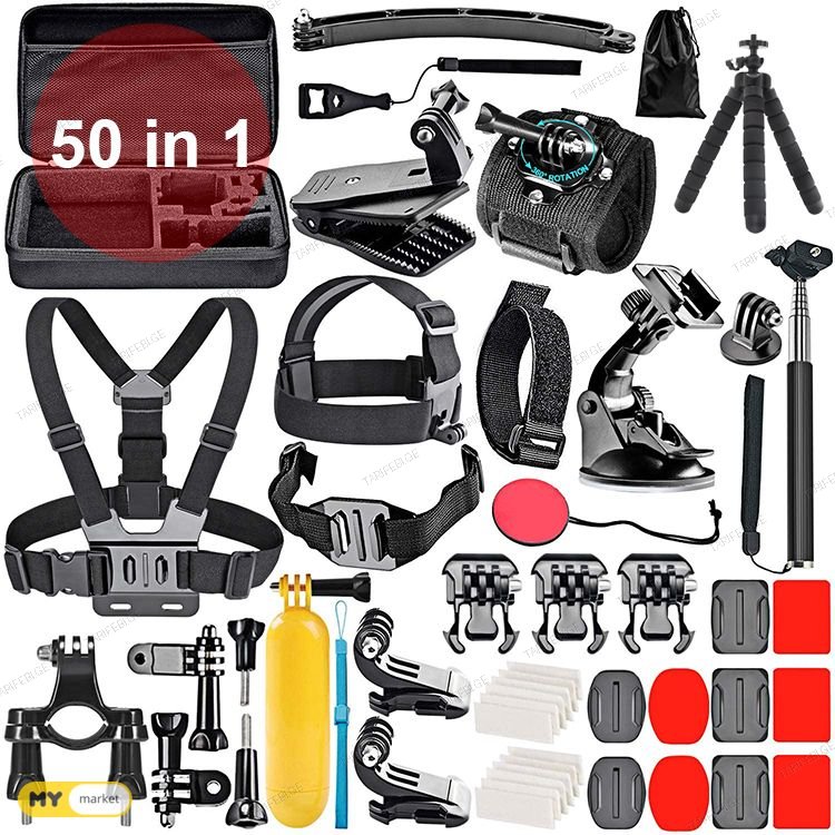 gopro action camera 50 pcs / კამერის აქსესუარების ნაკრები 50