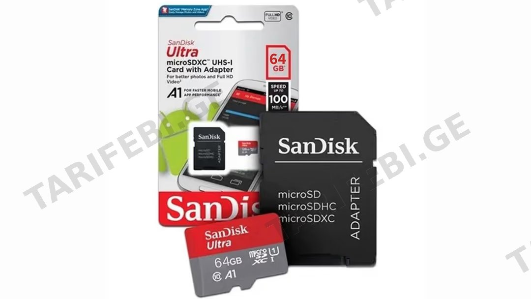 64GB Sandisk Ultra მესიერების ბარათი