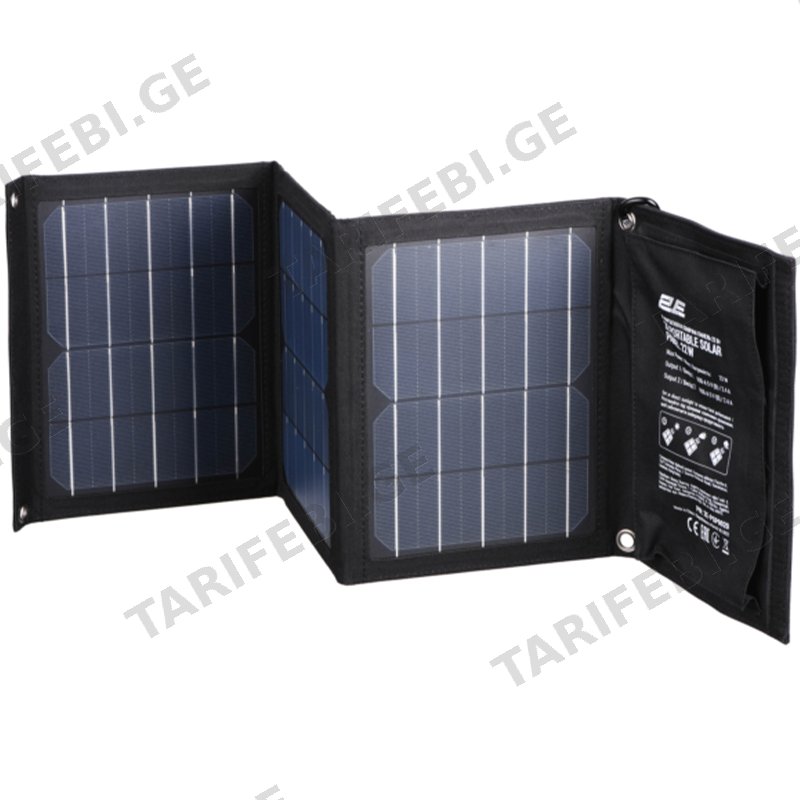 პორტატული მზის პანელი, დამტენი 2E 2E-PSP0020 PORTABLE SOLAR PANEL (22 W, 2*USB-A 5V/2.4A)